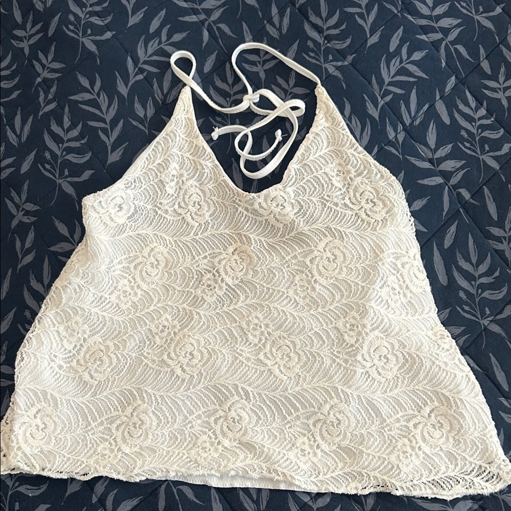 Exist Cream Lace Halter Top